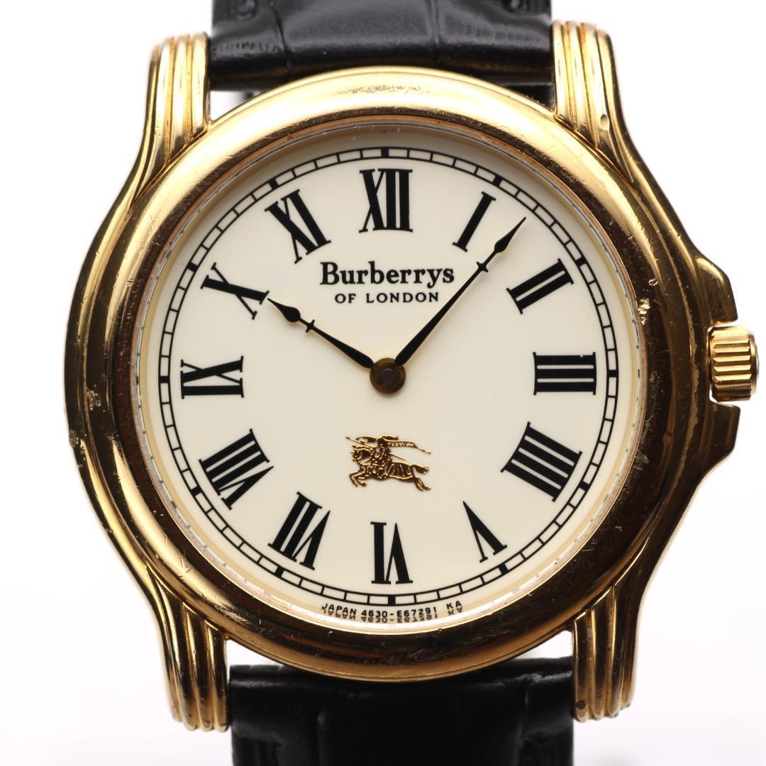 Used Burberrys Men s Watch 90s Vintage Old Logo Roman Numerals