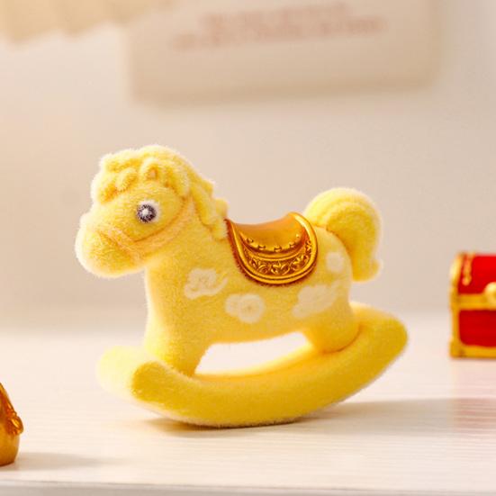 8Pcs Mini Rocking Horse Figurine Year of The Horse Statue Chinese Style Lucky Cartoon Horse Decoration Ornament New Year Gift
