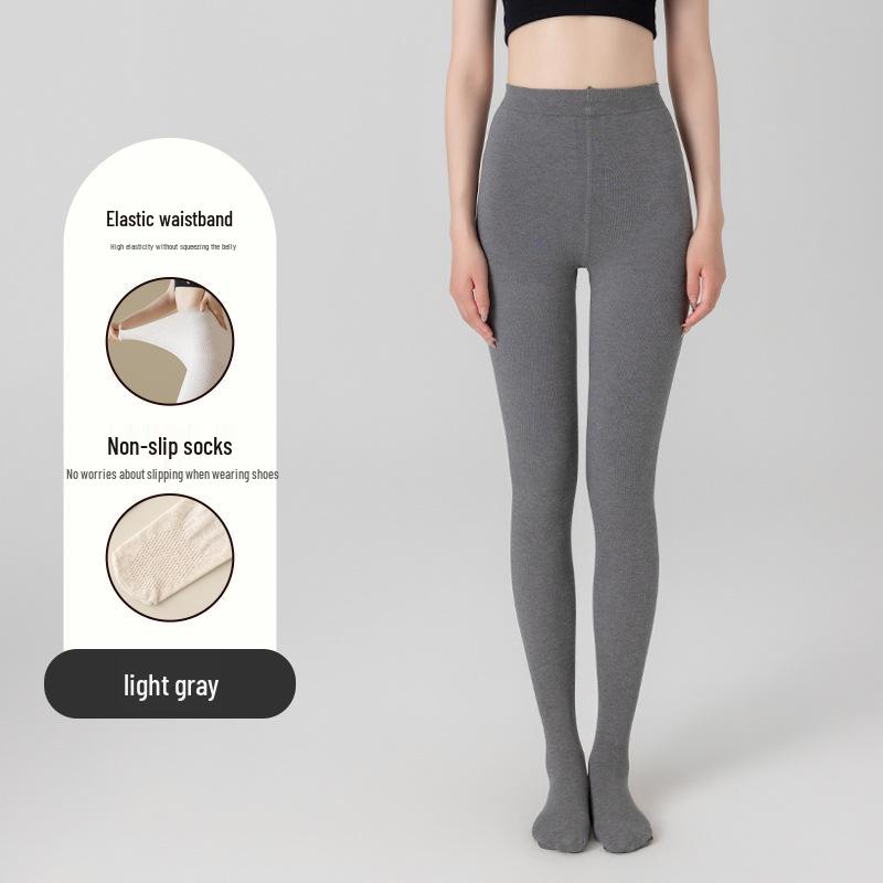 Damen Shaping Leggings für große Frauen - Herbst/Winter, Unifarben, Warme Baumwolle, Strumpfhose mit Fuß