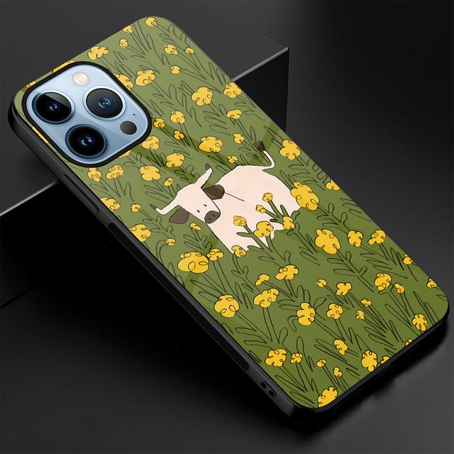 Cartoon Sheep Tempered Glass Case For Iphone 14 13 12 11 Pro Max Mini Xs Xr X 7 8 6s Plus Se 2022 Cover Protection Shell Capinha