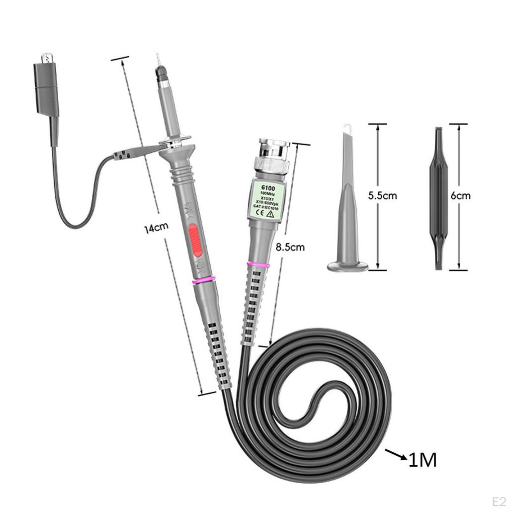2 Pieces Oscilloscope Clip Probes Fully Insulated BNC End P6100 Sturdy Portable Safe