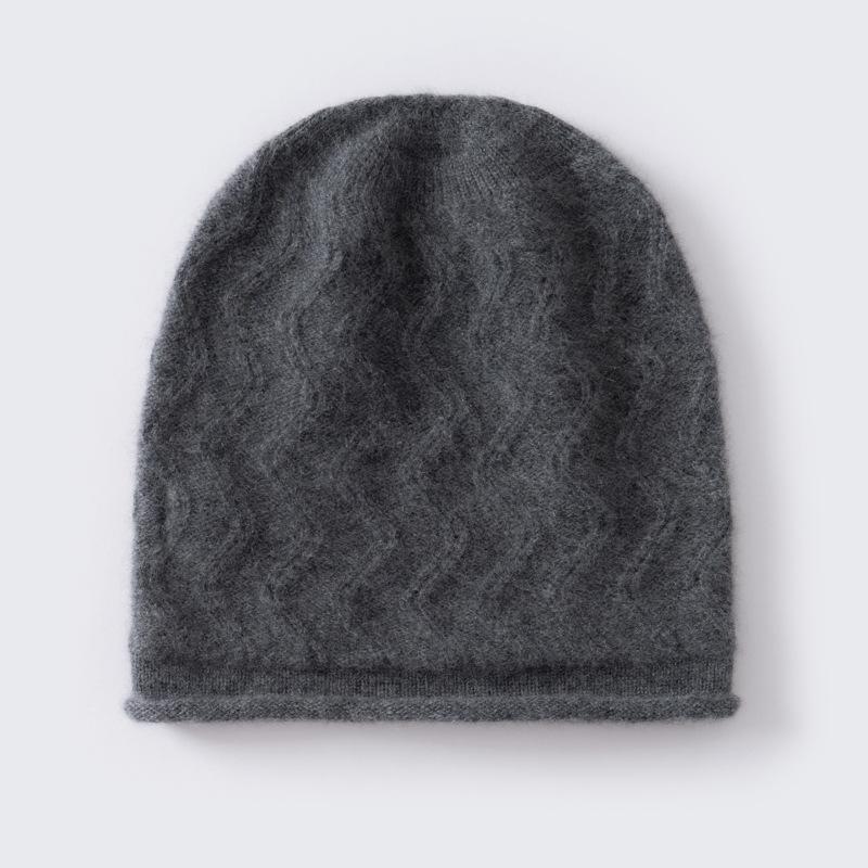 Autumn and Winter New% Pure Cashmere Hat for Men and Women Warm Knitted Casual Crimped Wool Hat