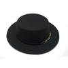 British Style Chain Solid Color Flat Top Top Hat Female And Male Gentleman Belt Buckle Large Wide Brim Retro Classic Jazz Hat