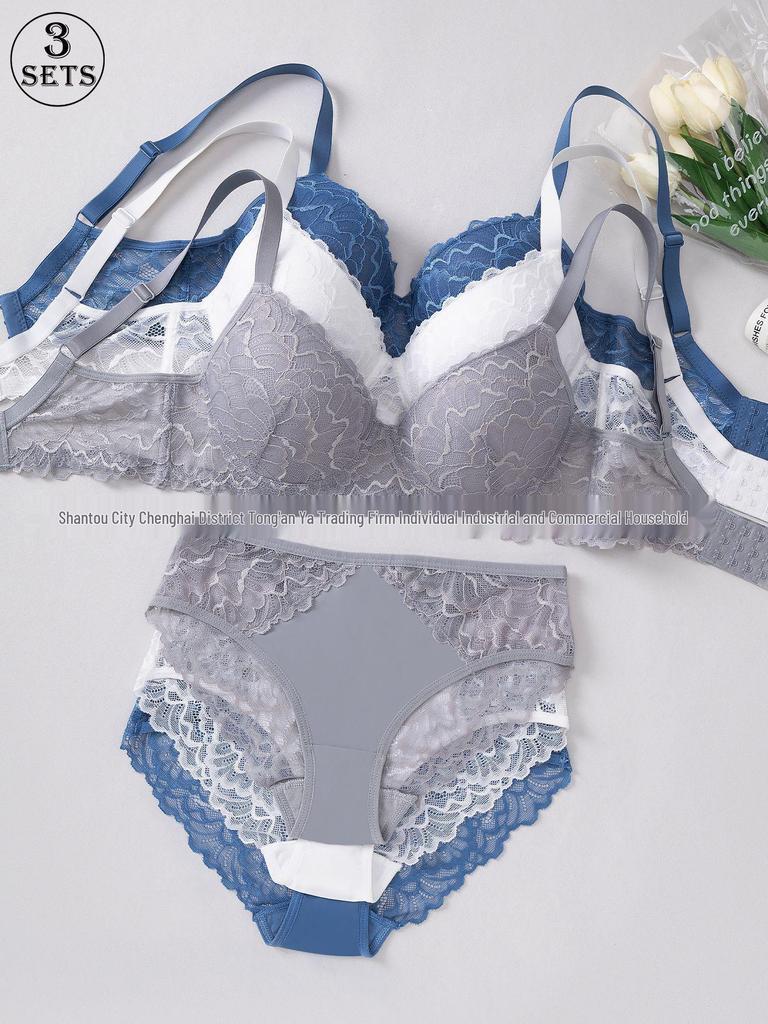 Cross-border Sexy Lace Push-up Bra Set for Women - Hot Selling