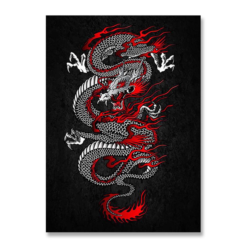Modern Art Chinese Flying Dragon Tengun Goes In Fog Canvas Paintings Posters and Prints Decoration for Home, Living Room