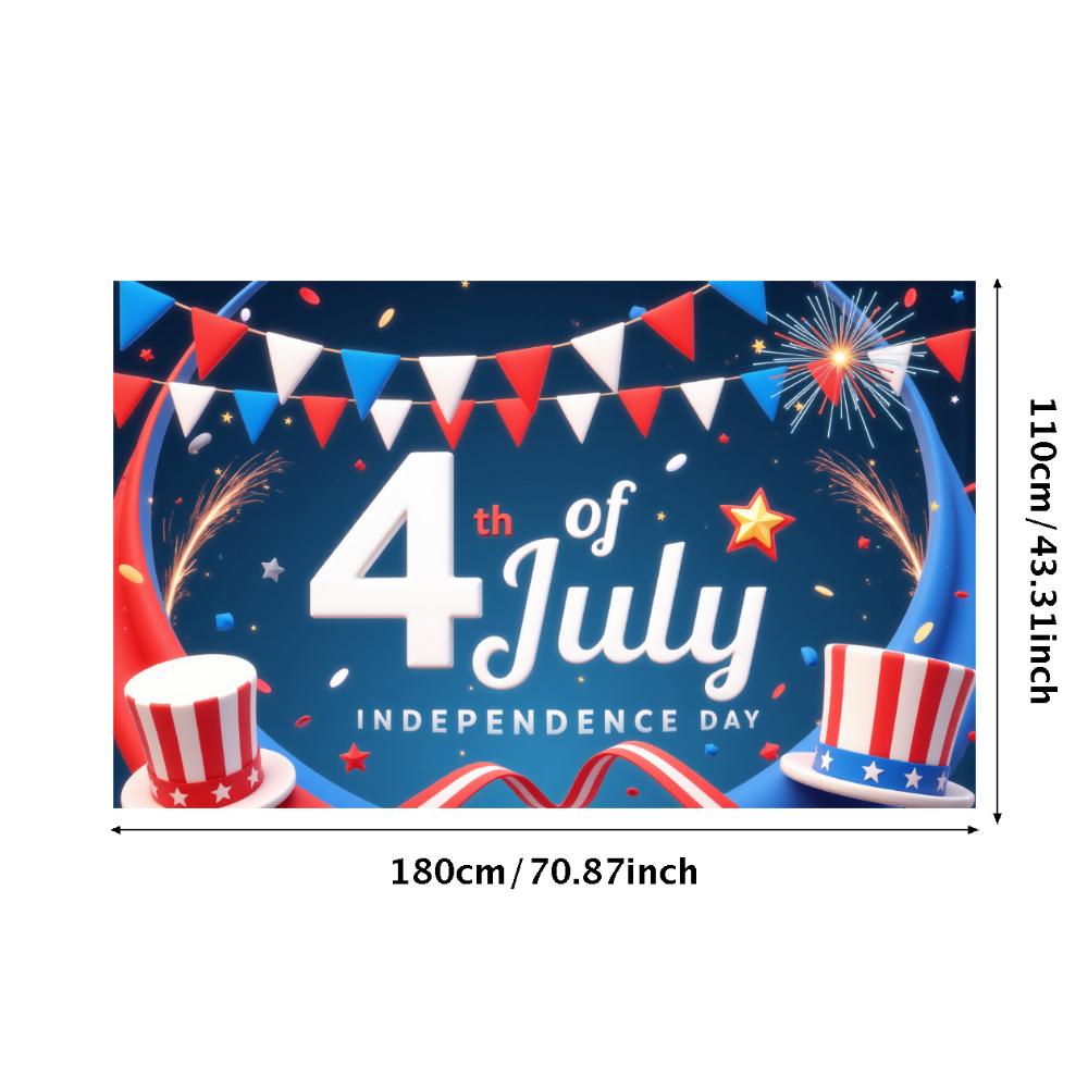 Lightweight Fabric Event Flag Durable Material Party Prop Red White Blue Theme Stars and Stripes American Themed Banner