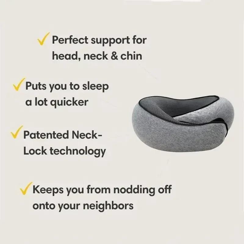 Cuscino cervicale in memory foam, per vertebra cervicale, da viaggio, portatile, per la pausa di mezzogiorno, tipo U, per dormire, da campeggio, borsa da trasporto