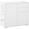 High Gloss Frame Sideboard Push Open Design With 2 Drawer For Living Room Bedroom 74H X 79W X 36Dcm White