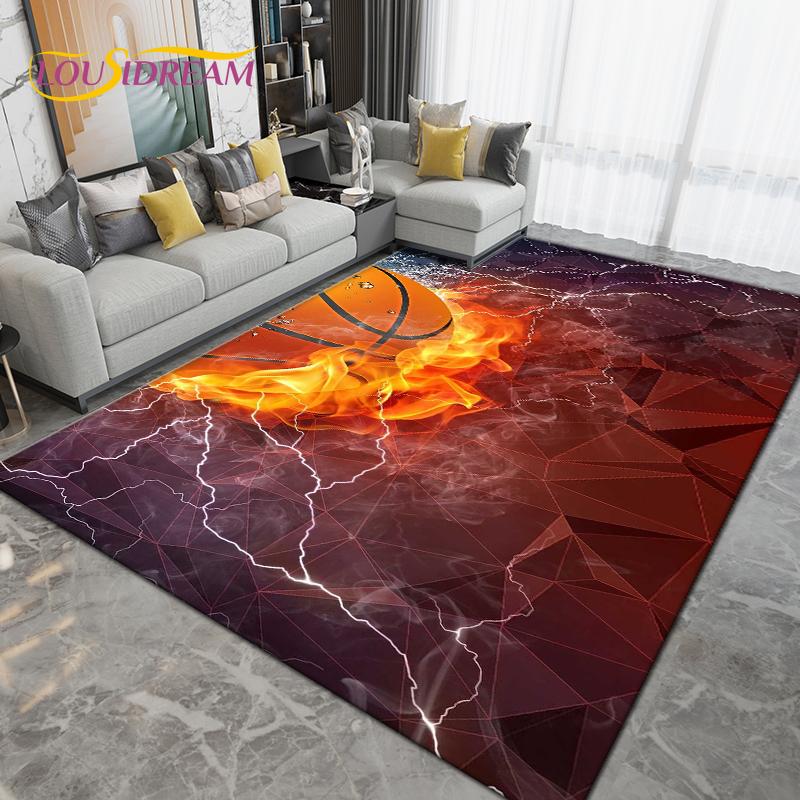 3D Creative Basketball Basketball Court Area Rug,Carpet Rug for Living Room Bedroom,Kitchen Bathroom Doormat Non-slip Floor Mat