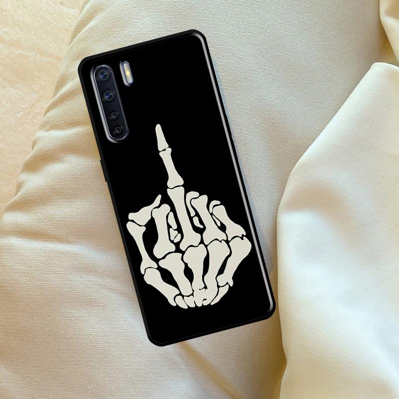 Skeleton Middle Finger Case For Oppo A96 A76 A16 A18 A38 A58 A78 A98 A74 A94 A54 A80 A60 A40 A15 A17 A57 A5 A6 Pro
