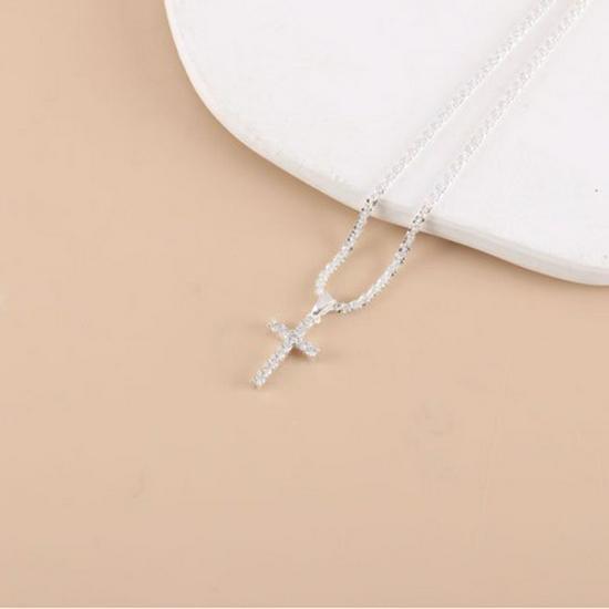 Starry Sparkle Necklace with Cross Pendant for Women