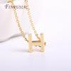 Gold Plated Brass Metal Initial 26 Letters Pendants Pendants Necklace For Women Jewelry Accessories Thin Chain Necklaces Female