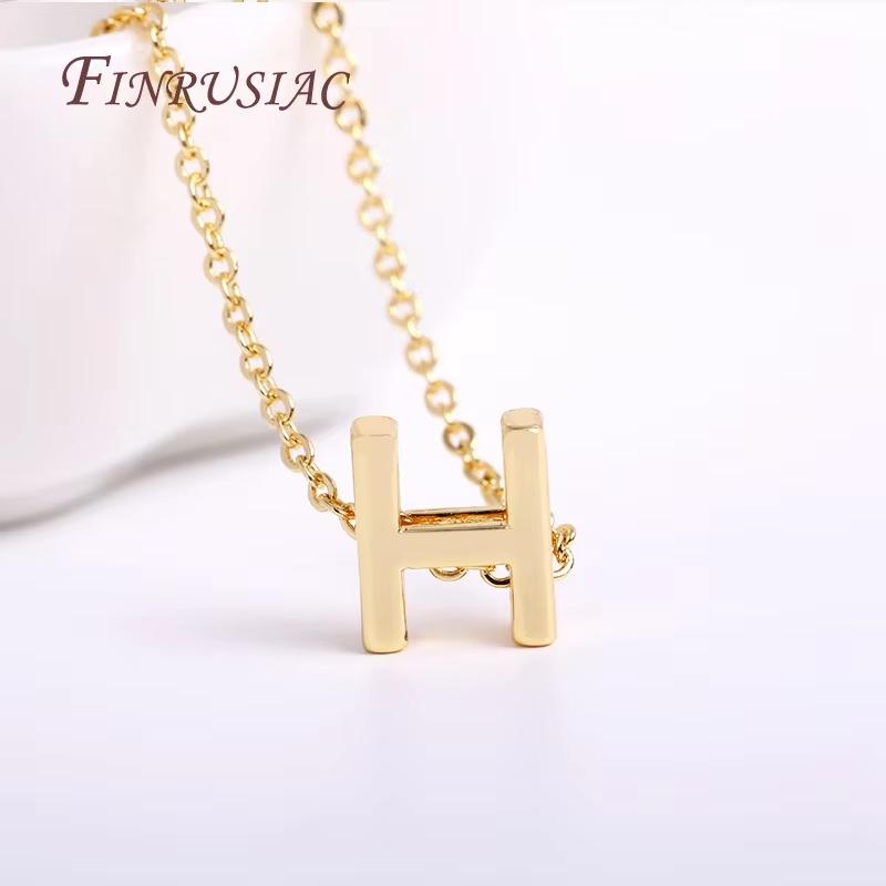 Gold Plated Brass Metal Initial 26 Letters Pendants Pendants Necklace For Women Jewelry Accessories Thin Chain Necklaces Female