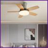 36/42/48 Inch Electric Ceiling Fan Light Full Spectrum Solid Wood Ceiling Fan Lamps Bedroom Mute LED Ceiling Fan