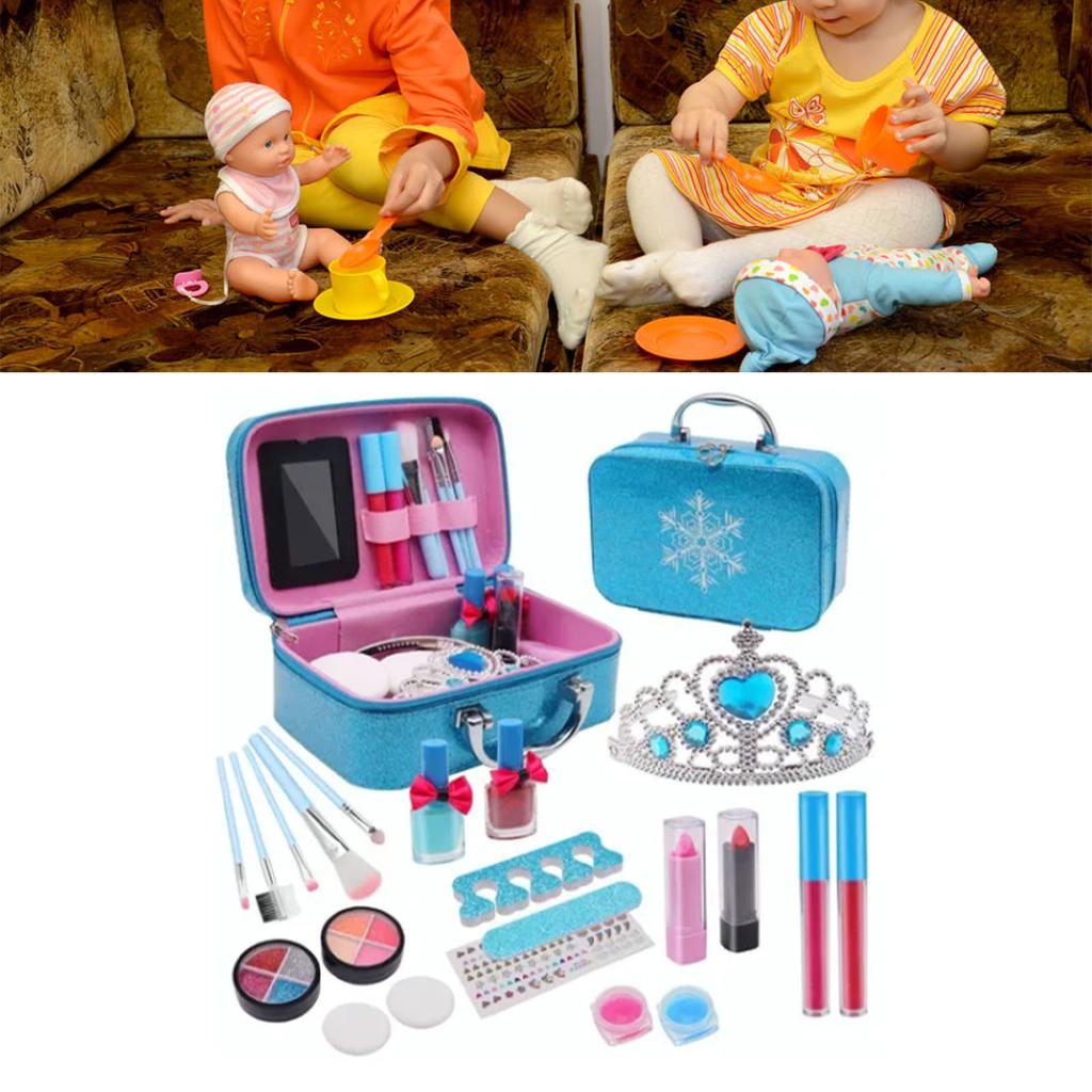 21pcs Kids Makeup Set Education Frozen Themed Washable Portable Kids Beauty Cosmetics Set