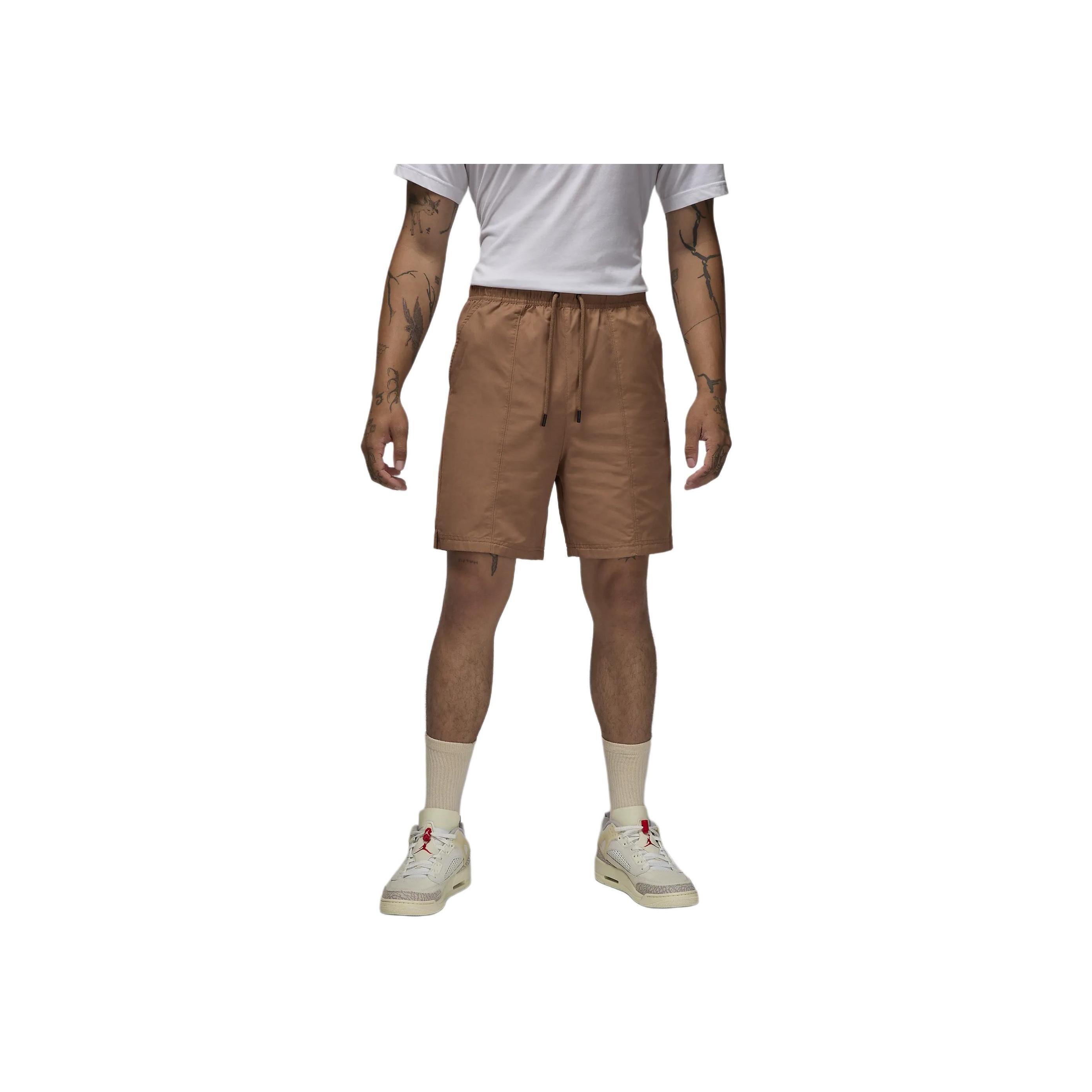 Jordan Essentials Woven Lightweight Breathable Solid Color Lace-Up Mid-Rise Casual Shorts Men shorts Brown FN4549-223 L