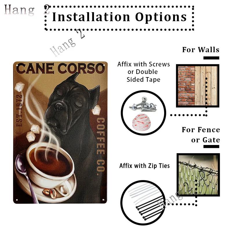 Amantes de Cães Cane Corso Pôster Personalizado do Ano Cão Cane Corso Companhia de Café Decoração de Casa Sinal de Metal para Banheiro Placa de Arte para Casa 8x12 Polegadas