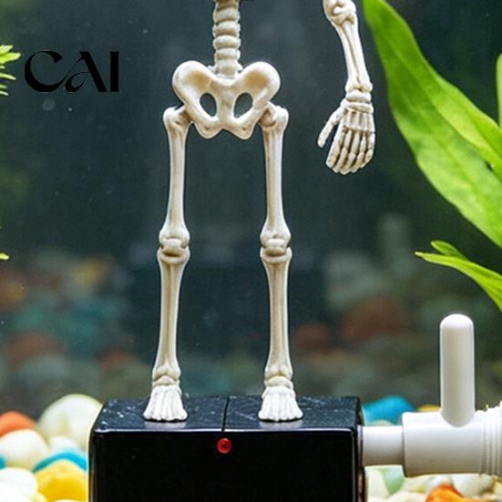 Accessori per Acquario Horror Halloween Scheletro Danzante, Scheletro Articolato Mobile Azionato da Bolle, Ornamento Pompa Aria Teschio Oscillante Realistico