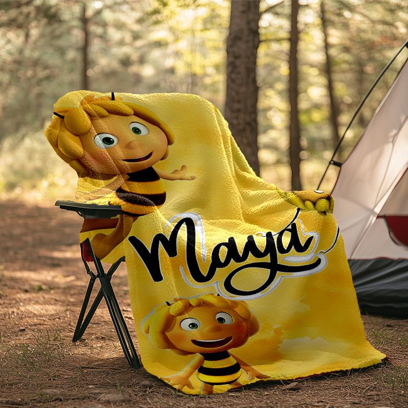 Bee Adventure Maya Blanket Flannel Throw for Sofa, Indoor, Camping, Living Room, Office, Chair, And Bed Soft Birthday Gift