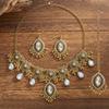 Rhinestone Inlaid Necklace Earrings Set Water Drop Pendant Women Jewelry Set  Bridal