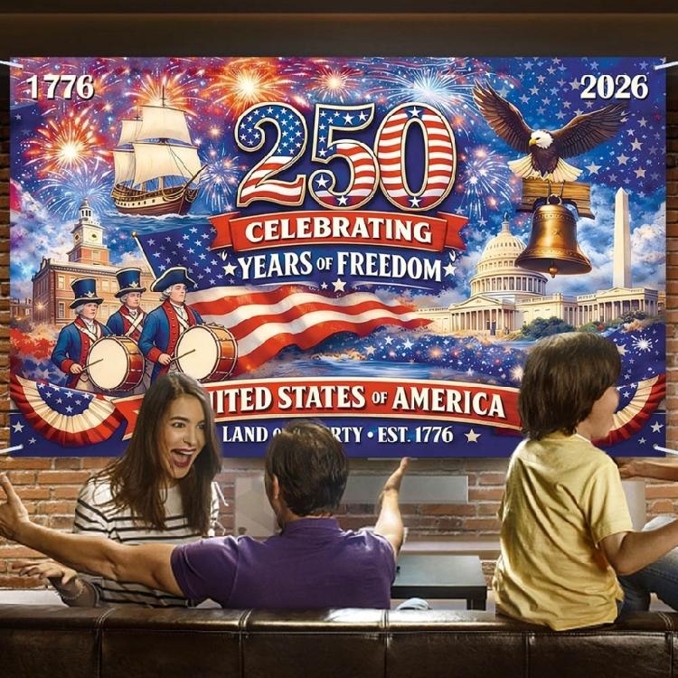 Washable Patriotic Event Decoration 250 Years American Commemorative Cloth For Indoor Outdoor Decorating
