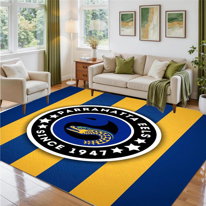 Parramatta Eels Design Crystal Velvet Rug Soft Decorative Mat for Bedroom Entrance
