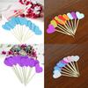 30pcs Bamboo Heart Bead Fruit Cocktail Picks Sticks Toothpick Decorations