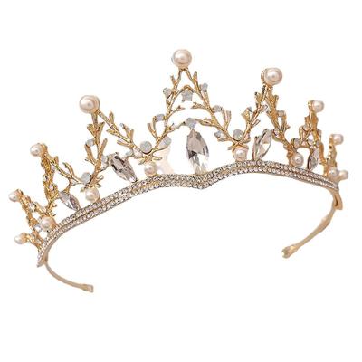 Bridal Pearl Crown Headband Hair Accessory Baroque Princess Alloy Headband Headband Crown