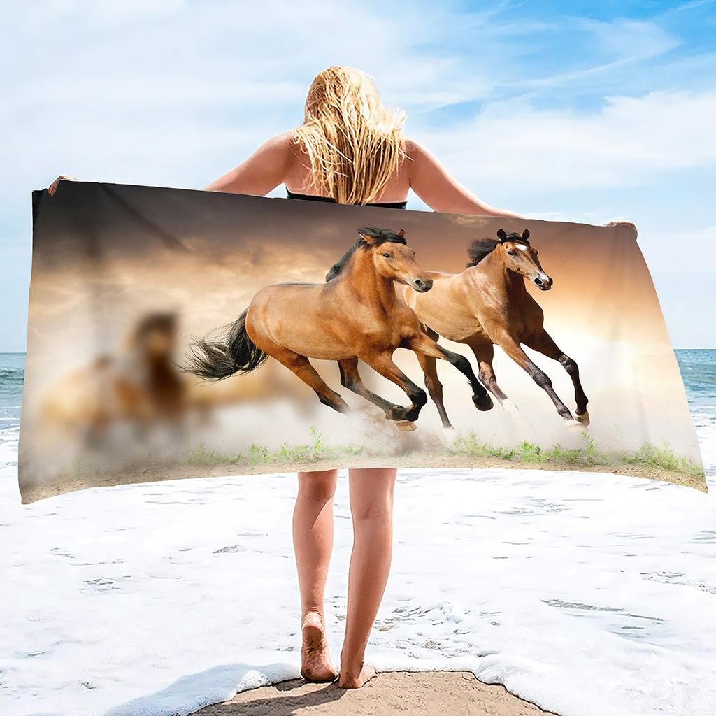 Grassland Horse Pattern Series Seaside Vacation Beach Towel Swimming Bath Towel Sports Towel