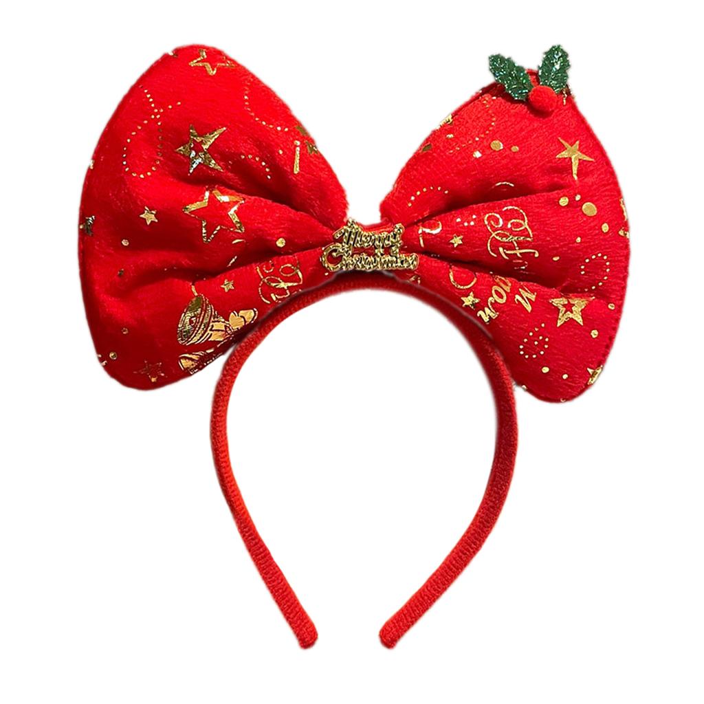 Christmas Reindeer Antler Headband for Women with Big Bow Hair Accessories Christmas Holiday Party Decor Gift