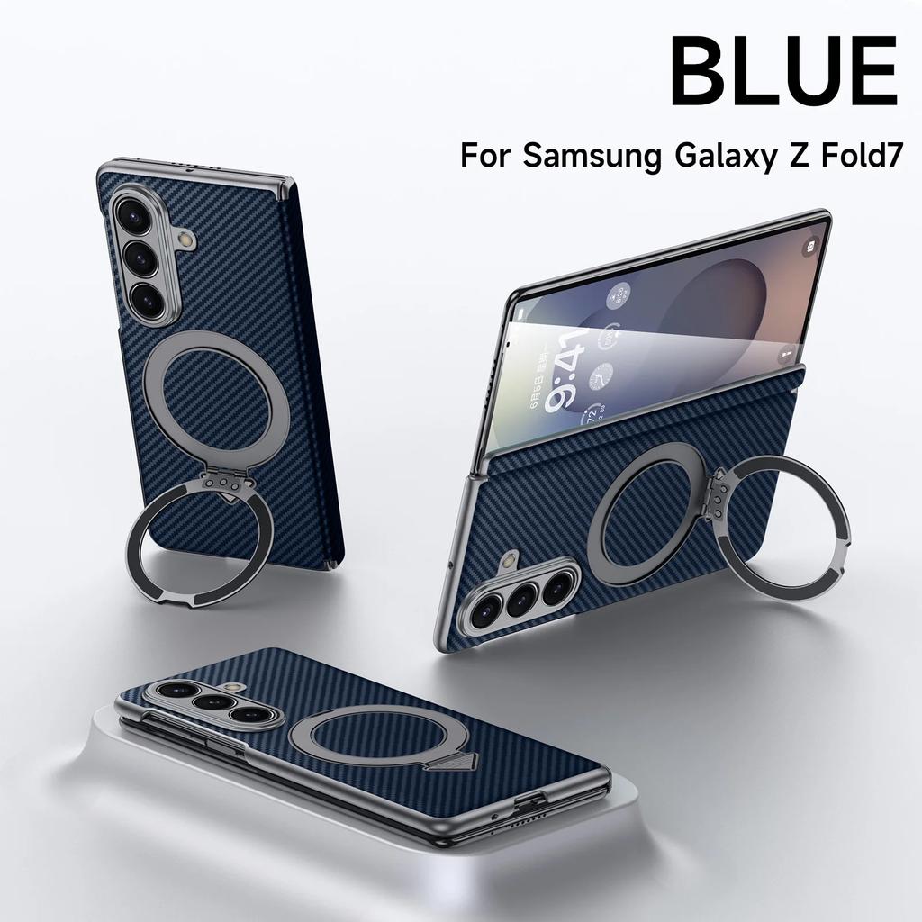 Original Sulada Carbon Fiber Grain Leather Magsafe Case For Samsung Galaxy Z Fold8Ultra 7 Hinge Ring Holder Bracket Back Cover