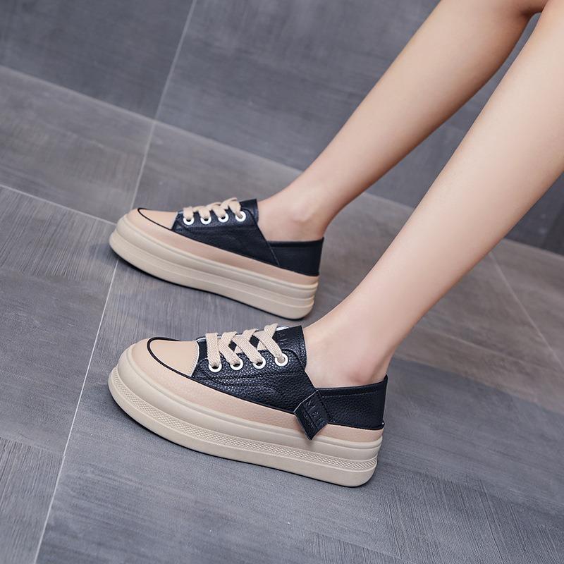 Fashion New Women's Outdoor Sports Shoes Thick Soled Casual Fashion Lace Up Running Shoes Comfortable Solid Color Vulcanized Shoes