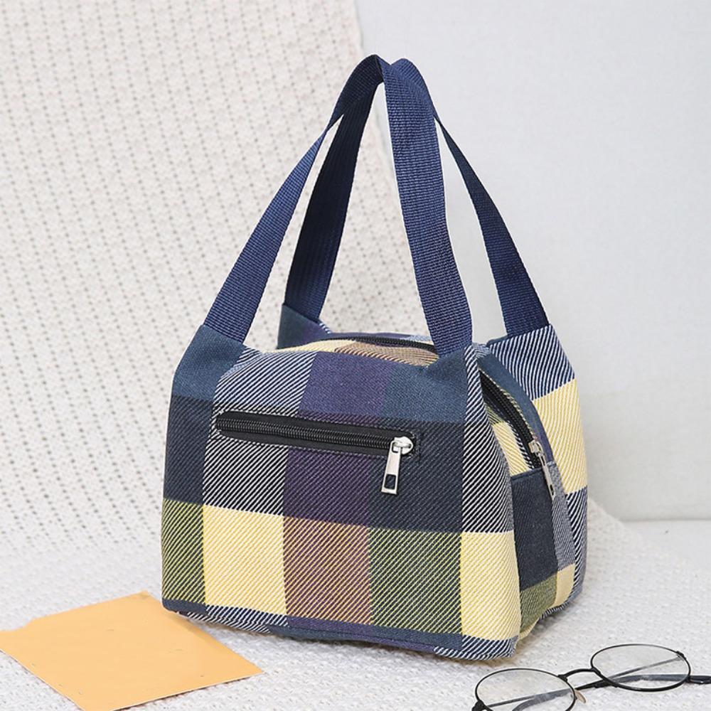 Women Fashion Zipper Oxford Cloth Bag Waterproof Casual Lunch Box Lightweight Vegetable Shopping Bag
