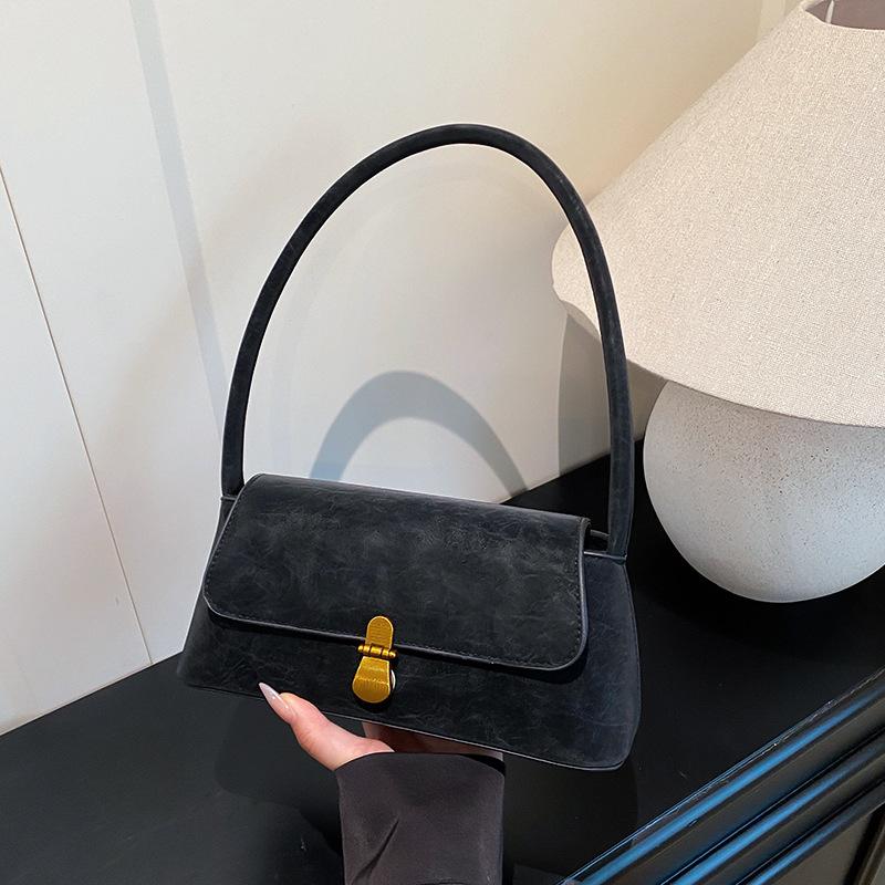 Vintage niche commuter underarm bag women s 2 winter new personalized shoulder bag fashion simple handbag чёрный