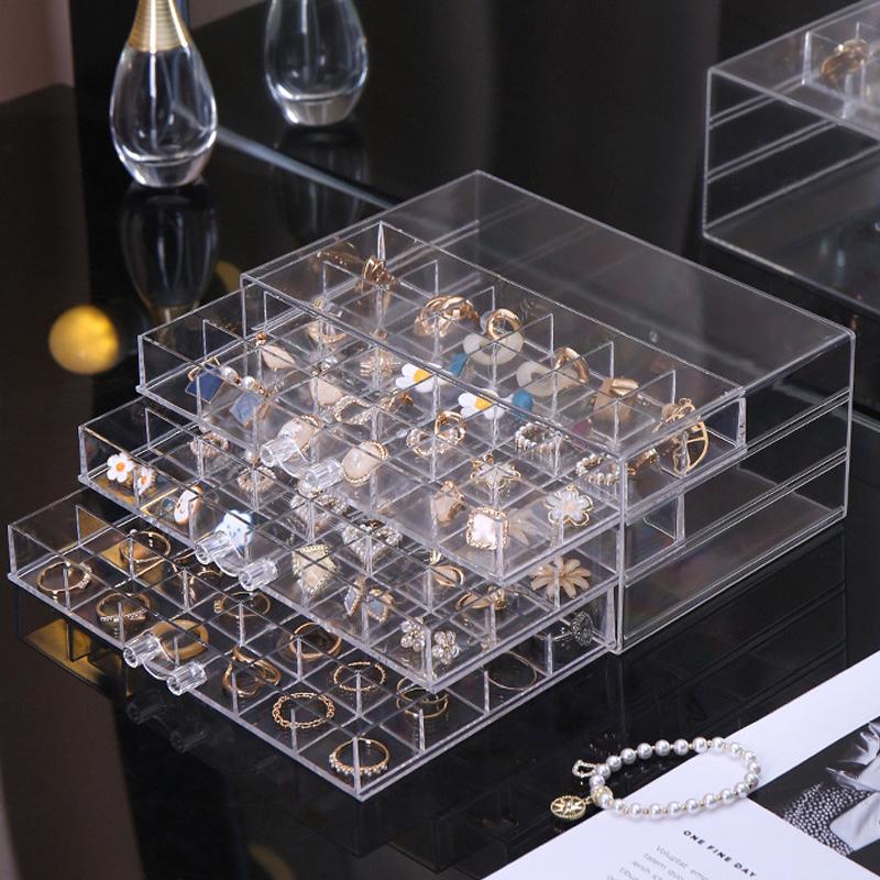 

Многослойная коробка для хранения ювелирных изделий с большой емкостью, пылезащитная и антиокислительная, акриловая коробка для демонстрации сережек и колец