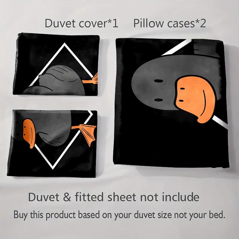 Duck geometric motif Bedding Duvet cover sets Duvet covers Pillowcases gifts (1 * Duvet Cover 2 * Pillowcases, without duvet insert)