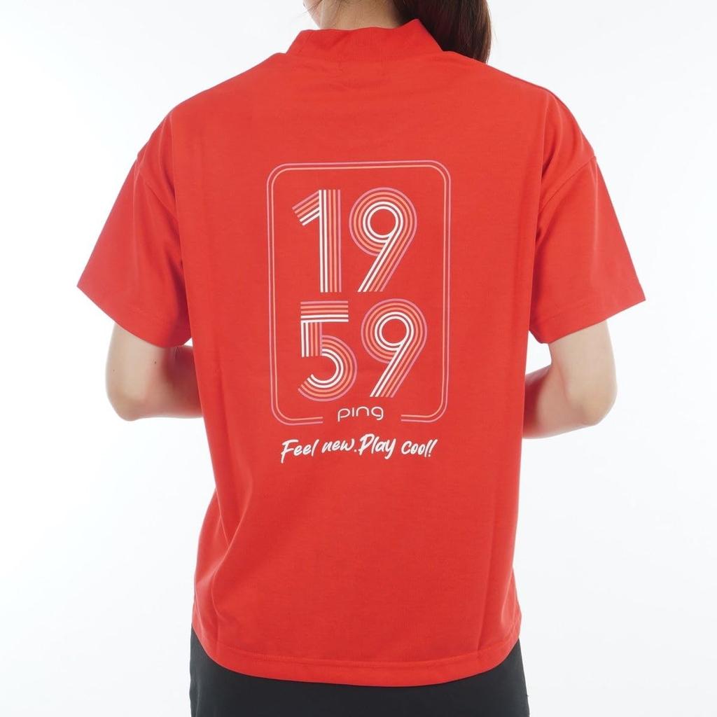 [Pin Apparel] Women's Short Sleeve High Neck Shirt (Brand Logo)  Golf  622-5167306 100Red L