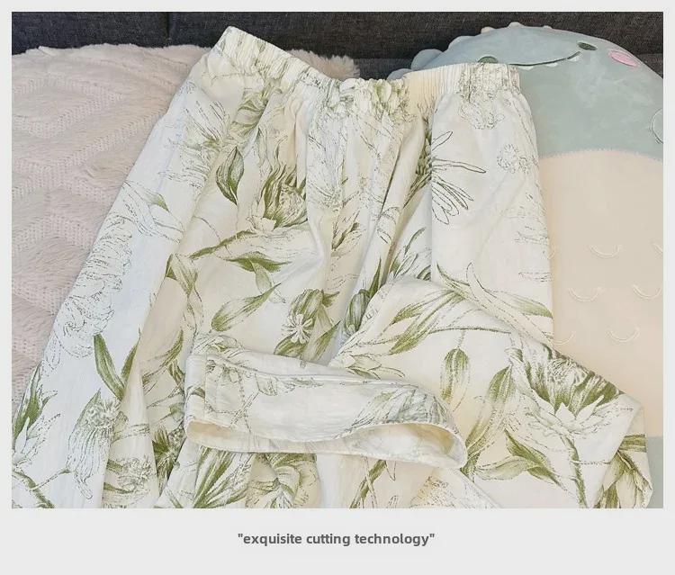 Women's Spring/Autumn Pajama Set: Thin Cloud Cotton with Chest Pads, Long-Sleeved Cardigan, Sweet and Cute Homewear.