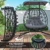 Hanging Chair, Foldable Basket Chair with Cushion, Steel Frame, Sun Canopy, Up to 260 kg Load Capacity, Dark Grey