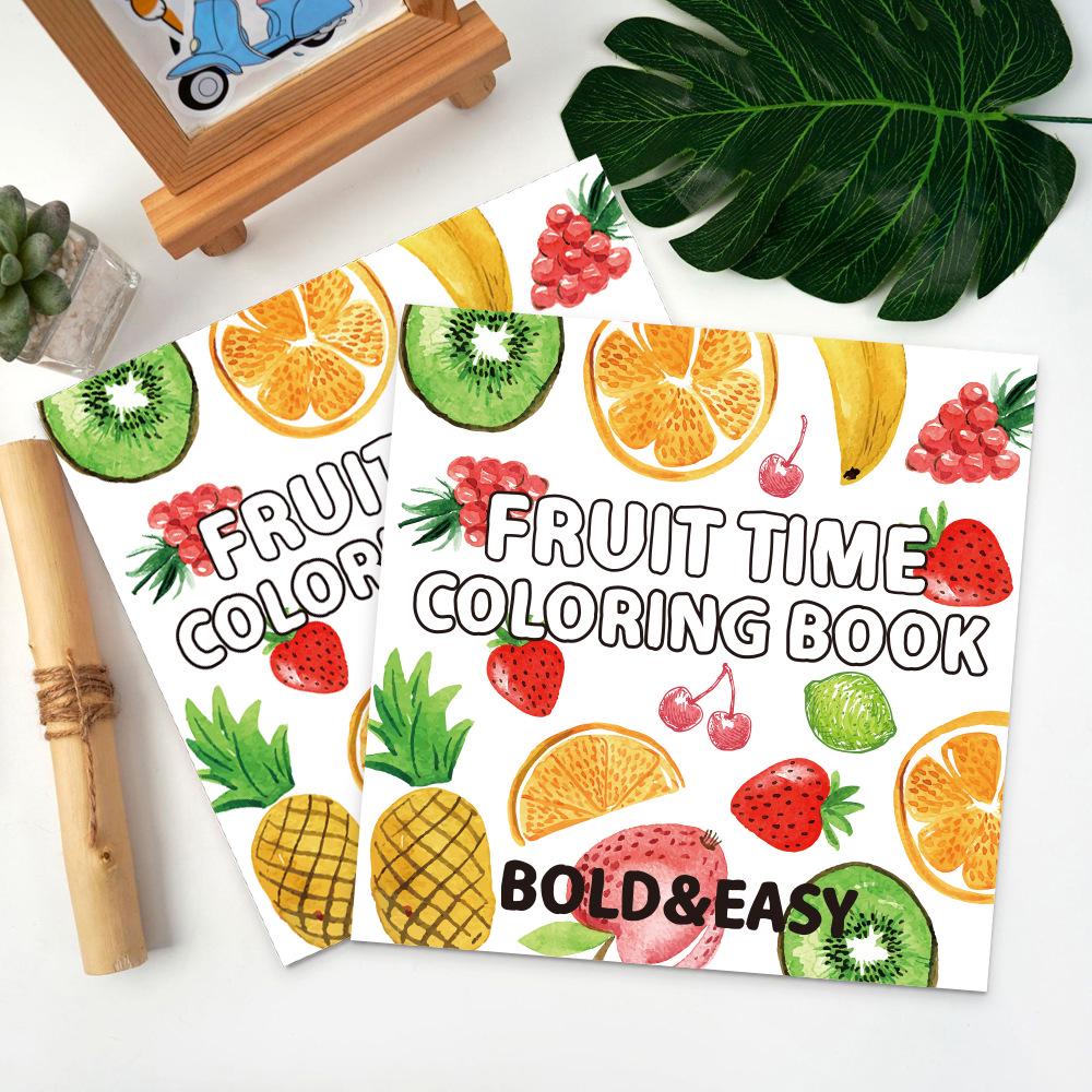 40-Page Fruit & Food Cartoon Doodle Coloring Book for Kids Aged 4+