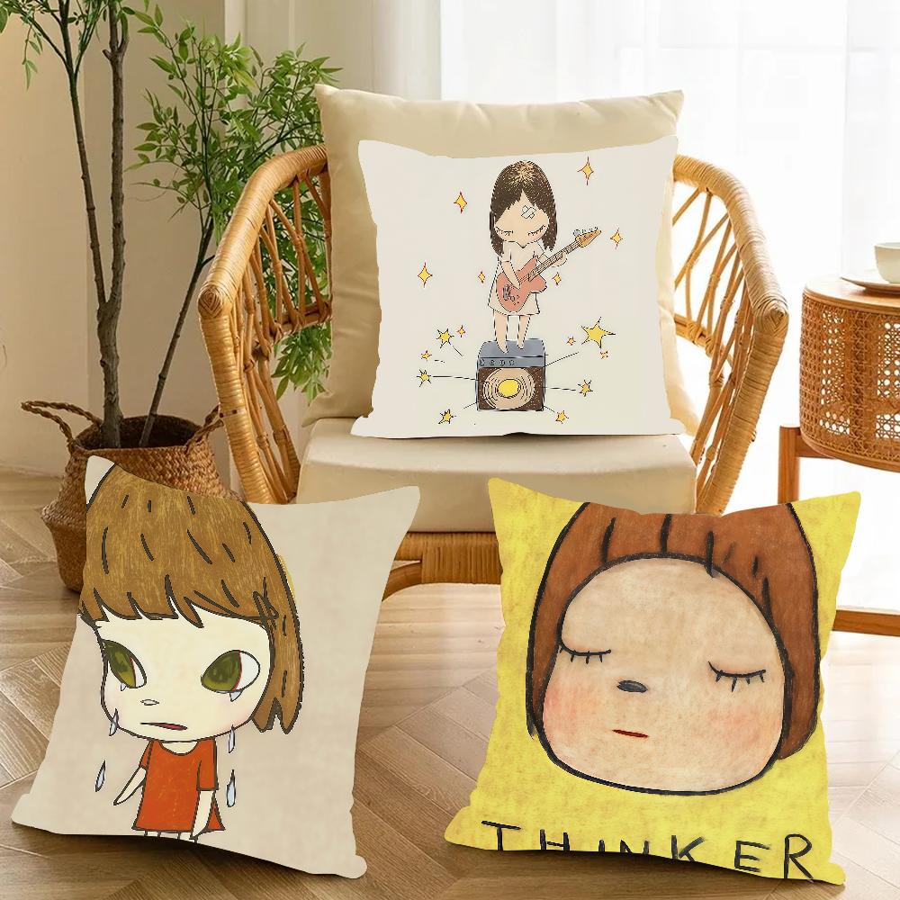 Art Y-Yoshitomo Nara Pillow Case Applicable Space For Guest Rooms Interiors Cars Office House Decoration