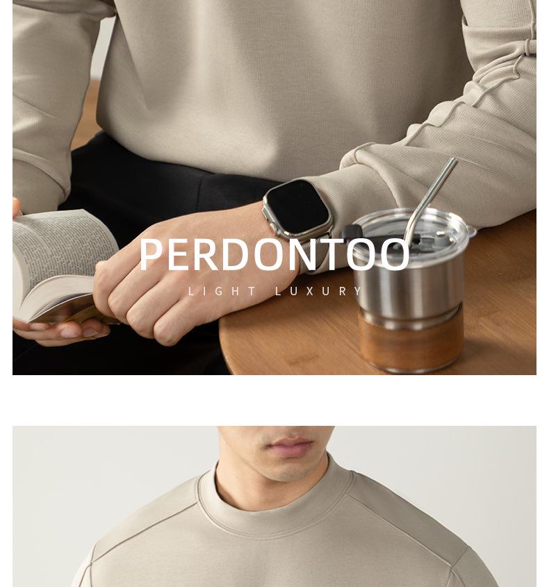 Men's Heavyweight Air Layer Long Sleeve Semi-High Neck Sweatshirt (340G) - Autumn/Winter Luxury