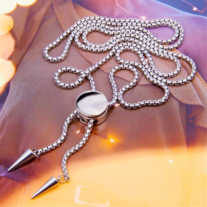 Classical Bolo Style Stainless Steel Sliding Pendant Necklace Ergonomic Design Jewelry for Comfortable Long Term Use