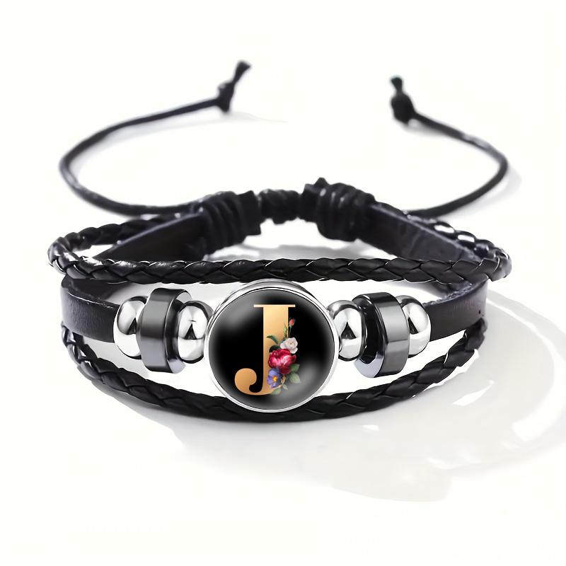 26 Letters A-Z Handmade Leather Bracelet Woven Multi-layer Punk Id Name Friendship Couple Bracelet