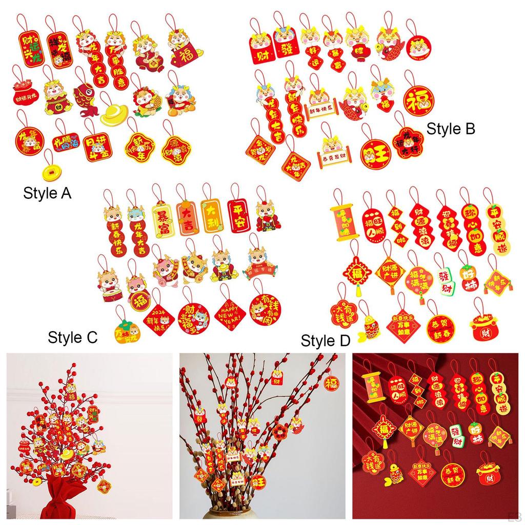 18 Pieces Year Pendants Chinese Hanging Decorations Festival Door Sign Traditional