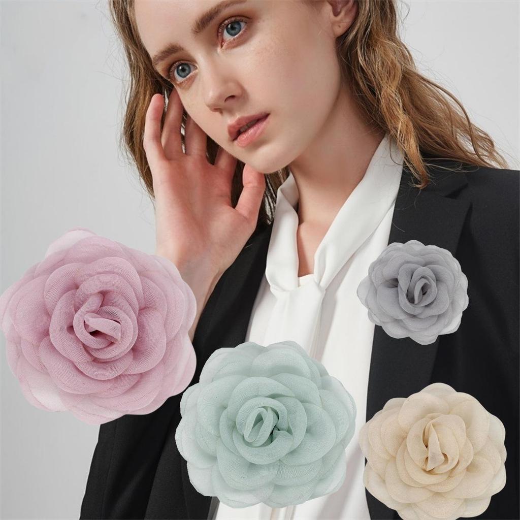 Elegant High-End Silk Camellia Brooch for Ladies