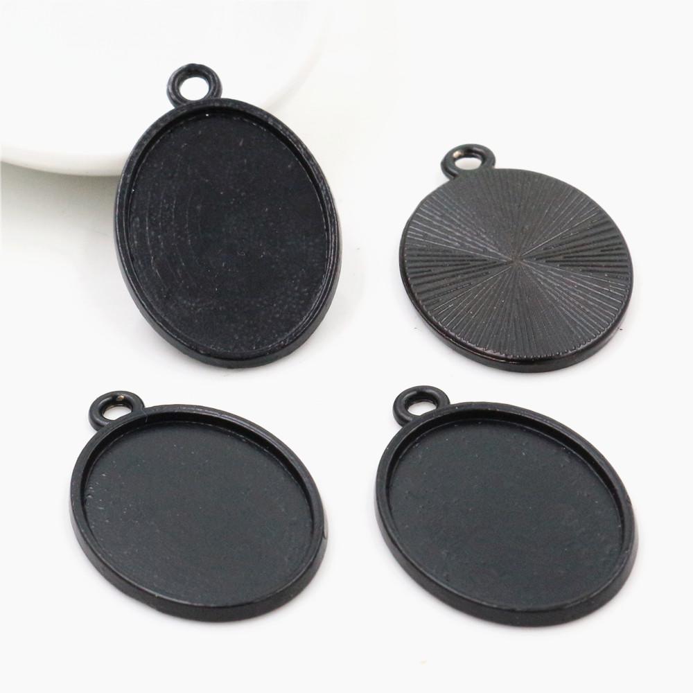 10 Stück 18x25mm Innenmaß Ovaler Anhänger Cabochon Leere Basis Fassung Fassungsschale DIY Halskette Schmuckherstellung Zubehör Fundstücke