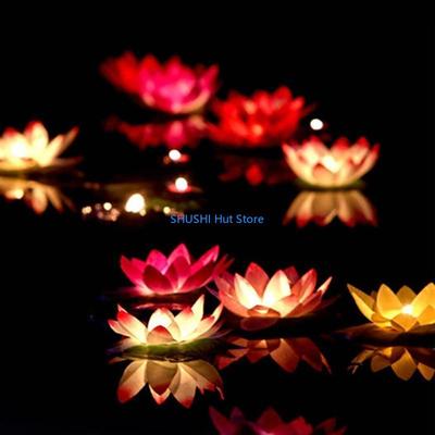 LED Floating Lotus Flower Lamps On Water Swimming Pool Garden Decoration Light D57B