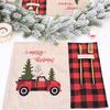 Christmas Home Decoration Magenta Black Check Table Mat Cartoon Tablecloth Table Mat Home Table Dress Knife and Fork Mat