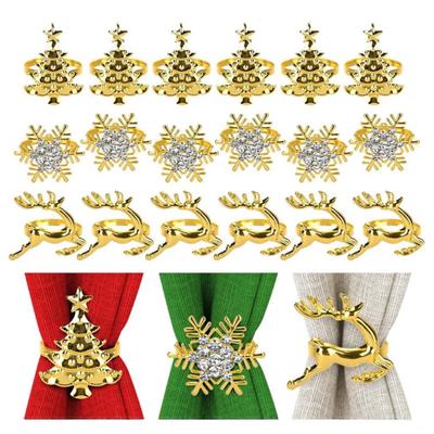 Ronds de serviette de Noël Yousheng Alliage Flocon de neige Élan Arbre Porte-serviettes Décoratifs Ronds de serviette pour la décoration de table de fête